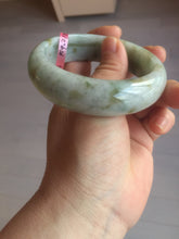 Load image into Gallery viewer, 59.2mm Type A 100% Natural light green brown chubby jadeite jade bangle G55
