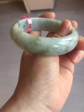 Load image into Gallery viewer, 59.2mm Type A 100% Natural light green brown chubby jadeite jade bangle G55
