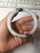 Load image into Gallery viewer, 53.5mm certified 100% natural Type A sunny green white purple carved and golden-painted round cut jadeite jade bangle PJ62
