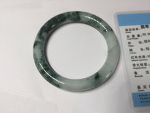 Load image into Gallery viewer, 55.5mm certified 100% natural Type A silent snow and green fire forest round cut jadeite jade bangle AA35-4285
