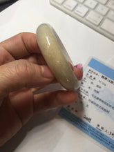 Load image into Gallery viewer, 47mm certified 100% natural Type A icy watery light green yellow white oval jadeite jade bangle PC17-6671
