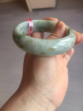 Load image into Gallery viewer, 59.2mm Type A 100% Natural light green brown chubby jadeite jade bangle G55

