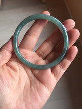 Load image into Gallery viewer, 58.8mm Certified Type A 100% Natural dark green/blue/gray with Guatemala slim round cut Jadeite bangle PE72-1491
