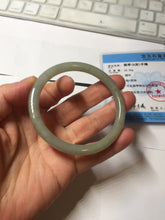 Load image into Gallery viewer, 54.7mm Certified type A 100% Natural light green gray black slim round cut Jadeite bangle PA194-2460
