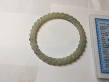 Load image into Gallery viewer, 60mm Certified Type A 100% Natural Green, Gray, Brown &amp; Black Flying Dandelion Vintage Twist Style Nephrite Jade Bangle JT8-1112

