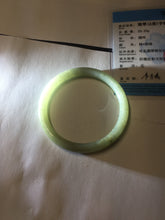 Load image into Gallery viewer, 54.7mm Certified type A 100% Natural light green gray black slim round cut Jadeite bangle PA194-2460
