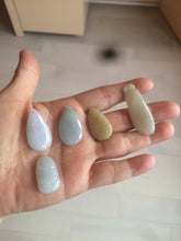 Load image into Gallery viewer, 100% natural icy watery green purple white yellow type A jadeite jade water drop/blessed melon/bamboo pendant necklace group BG45
