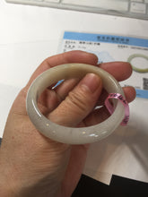 Load image into Gallery viewer, 47mm certified 100% natural Type A icy watery light green yellow white oval jadeite jade bangle PC17-6671
