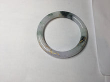 Load image into Gallery viewer, 56mm 100% Natural type A sunny green dark green purple white carved flowers and golden-painted round cut Jadeite Jade bangle PJ63

