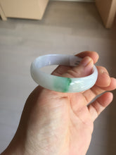 Load image into Gallery viewer, 50.5mm certified 100% natural Type A sunny green white/purple(春带彩) thin jadeite jade bangle BS165-1617
