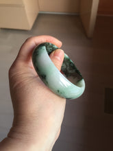 Load image into Gallery viewer, 57mm Certified Type A 100% Natural sunny green/dark green/purple/white Spring Forest broad Jadeite bangle PF58-0579
