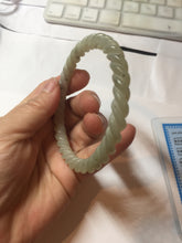 Load image into Gallery viewer, 60mm Certified Type A 100% Natural Green, Gray, Brown &amp; Black Flying Dandelion Vintage Twist Style Nephrite Jade Bangle JT8-1112
