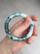Load image into Gallery viewer, 55.5mm certified 100% natural Type A silent snow and green fire forest round cut jadeite jade bangle AA35-4285
