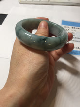 Load image into Gallery viewer, 53mm certified 100% natural Type A green white with green floating flowers chubby jadeite bangle PB241-9548
