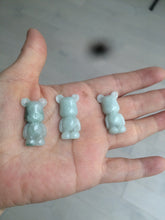 Load image into Gallery viewer, Type A 100% Natural light green jadeite jade cute baby bear pendant BG44
