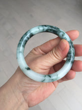 Load image into Gallery viewer, 55.5mm certified 100% natural Type A silent snow and green fire forest round cut jadeite jade bangle AA35-4285
