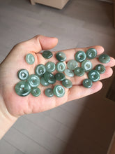 Load image into Gallery viewer, 9.5-17mm Type A 100% Natural icy watery oily dark green gray black(油青)  Jadeite Jade Safety Guardian Button donuts Pendant group AU80 add on item
