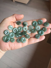 Load image into Gallery viewer, 9.5-17mm Type A 100% Natural icy watery oily dark green gray black(油青)  Jadeite Jade Safety Guardian Button donuts Pendant group AU80 add on item
