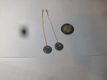 Load image into Gallery viewer, 12.5mm 100% Natural blue gray green safe and sound donut button Guatemala jadeite Jade dangling earring AM76
