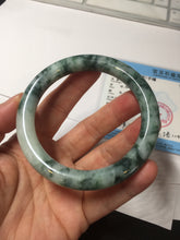 Load image into Gallery viewer, 56mm certified 100% natural Type A silent snow and green forest round cut jadeite jade bangle AA36-4282
