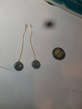 Load image into Gallery viewer, 12.5mm 100% Natural blue gray green safe and sound donut button Guatemala jadeite Jade dangling earring AM76
