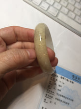 Load image into Gallery viewer, 51mm certified 100% natural Type A icy watery light green yellow white oval jadeite jade bangle PC19-6672
