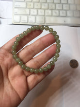 Load image into Gallery viewer, 6.1mm 100% Natural Light Green, Gray &amp; Black Nephrite Jade Round Bead Bracelet HT135 Add on item
