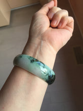 Load image into Gallery viewer, 57mm Certified Type A 100% Natural sunny green/dark green/purple/white Spring Forest broad Jadeite bangle PF58-0579
