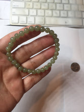 Load image into Gallery viewer, 6.1mm 100% Natural Light Green, Gray &amp; Black Nephrite Jade Round Bead Bracelet HT135 Add on item
