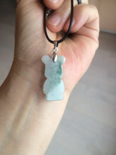 Load image into Gallery viewer, Type A 100% Natural light green jadeite jade cute baby bear pendant BG44
