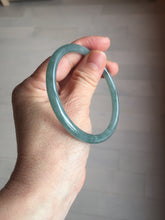 Load image into Gallery viewer, 58.8mm Certified Type A 100% Natural dark green/blue/gray with Guatemala slim round cut Jadeite bangle PE70-1478
