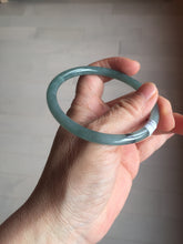 Load image into Gallery viewer, 58.8mm Certified Type A 100% Natural dark green/blue/gray with Guatemala slim round cut Jadeite bangle PE70-1478
