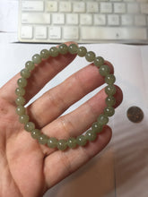 Load image into Gallery viewer, 6.1mm 100% Natural Light Green, Gray &amp; Black Nephrite Jade Round Bead Bracelet HT135 Add on item
