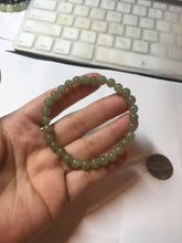 Load image into Gallery viewer, 6.1mm 100% Natural Light Green, Gray &amp; Black Nephrite Jade Round Bead Bracelet HT135 Add on item
