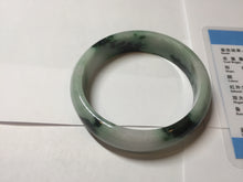 Load image into Gallery viewer, 59.2mm Certified Type A 100% Natural sunny green/dark green/purple/white Spring Forest broad Jadeite bangle PH71-0574

