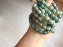 Load image into Gallery viewer, 9.8x8mm 100% natural type A light green blue olive(Lulutong) jadeite beads bracelet group Bp188
