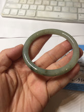 Load image into Gallery viewer, 54.5mm Certified type A 100% Natural light green gray black slim round cut Jadeite bangle PA197-2440
