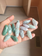 Load image into Gallery viewer, Type A 100% Natural icy watery light green/white/purple jadeite Jade magnolia buds group Pendant PH236
