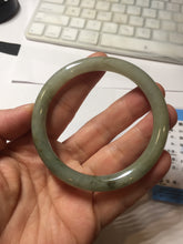 Load image into Gallery viewer, 54.5mm Certified type A 100% Natural light green gray black slim round cut Jadeite bangle PA197-2440
