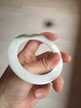 Load image into Gallery viewer, 53mm certified Type A 100% Natural white/brown flat style Jadeite jade bangle C89-4
