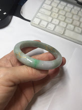 Load image into Gallery viewer, 54.2mm certified 100% natural Type A sunny green gray purple carved and golden-painted round cut jadeite jade bangle PJ65
