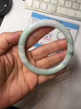 Load image into Gallery viewer, 59mm certified Type A 100% Natural green white flat round cut Jadeite Jade bangle PH217-3245
