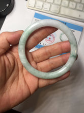 Load image into Gallery viewer, 59mm certified Type A 100% Natural green white flat round cut Jadeite Jade bangle PH217-3245
