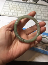 Load image into Gallery viewer, 54.5mm Certified type A 100% Natural light green gray black slim round cut Jadeite bangle PA197-2440
