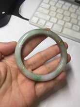 Load image into Gallery viewer, 54.2mm certified 100% natural Type A sunny green gray purple carved and golden-painted round cut jadeite jade bangle PJ65
