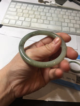 Load image into Gallery viewer, 54.5mm Certified type A 100% Natural light green gray black slim round cut Jadeite bangle PA197-2440
