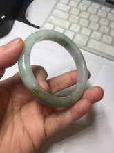 Load image into Gallery viewer, 54.2mm certified 100% natural Type A sunny green gray purple carved and golden-painted round cut jadeite jade bangle PJ65
