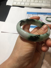 Load image into Gallery viewer, 59.2mm Certified Type A 100% Natural sunny green/dark green/purple/white Spring Forest broad Jadeite bangle PH71-0574
