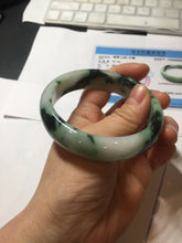 Load image into Gallery viewer, 59.2mm Certified Type A 100% Natural sunny green/dark green/purple/white Spring Forest broad Jadeite bangle PH71-0574
