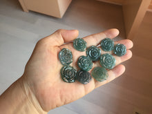 Load image into Gallery viewer, 100% Natural type A icy watery blue green gray Guatemala jadeite Rose Pendant group BP181
